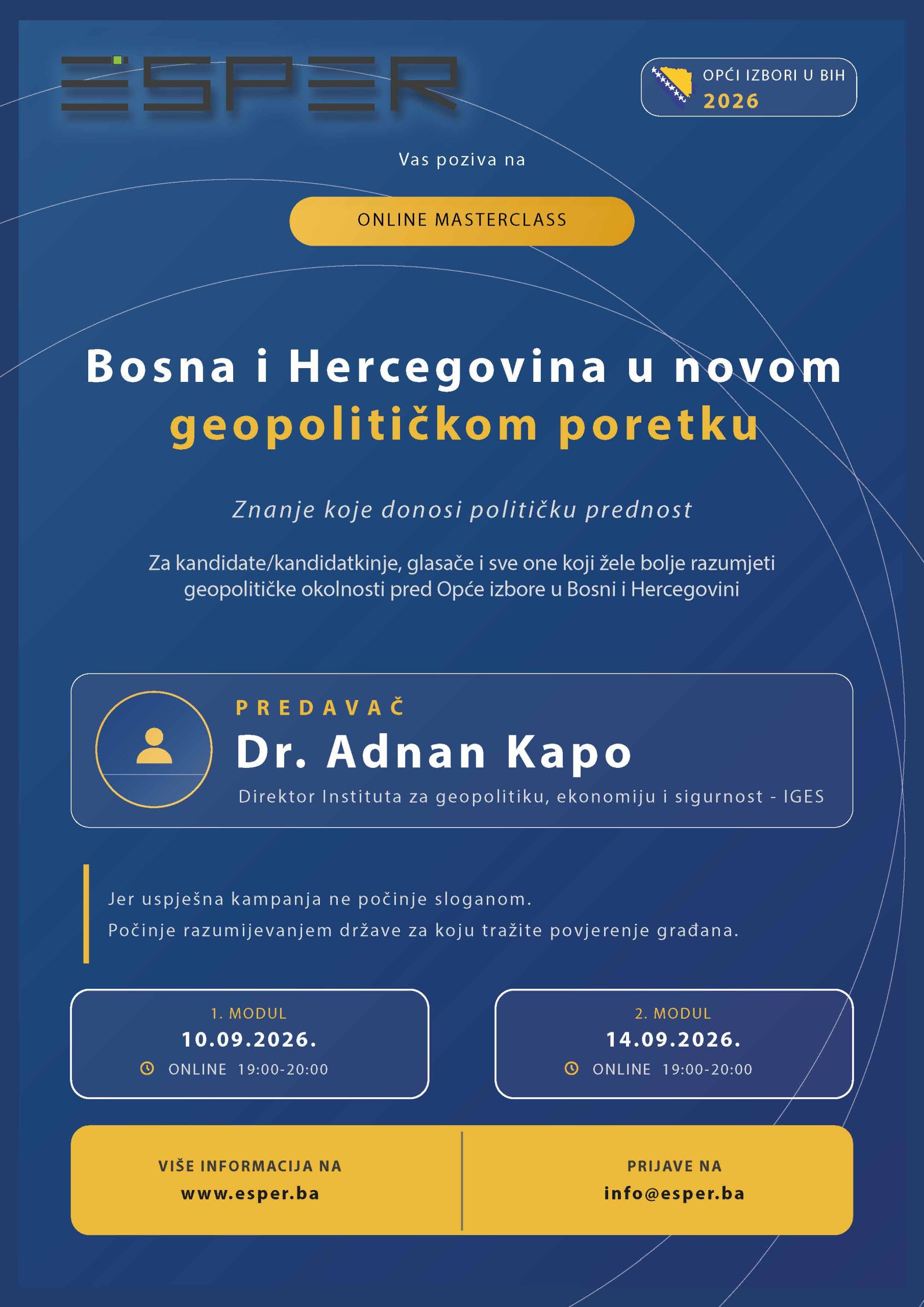 Plakat: Bosna i Hercegovina u novom geopolitičkom poretku