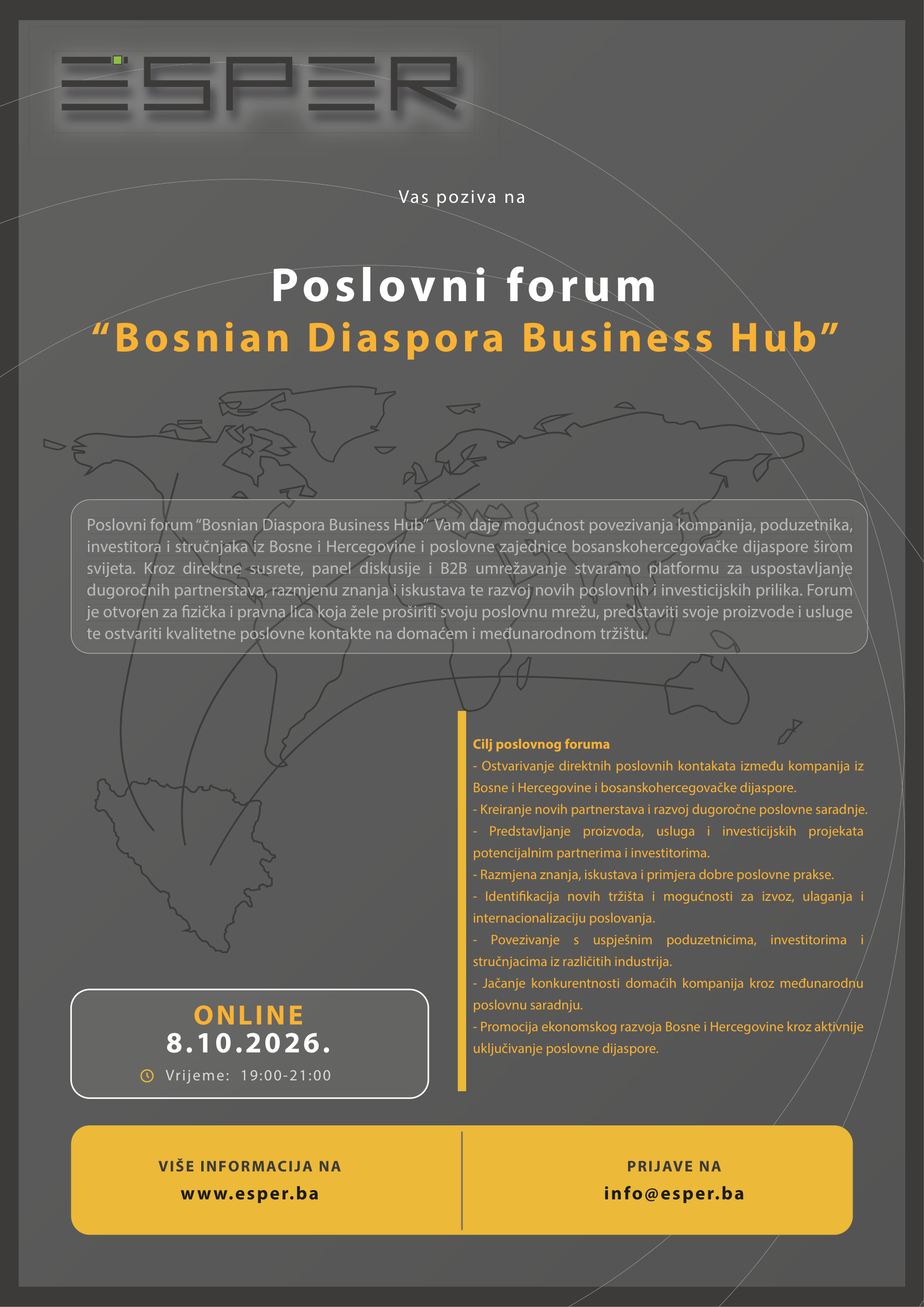 Plakat: Poslovni forum Bosnian Diaspora Business Hub